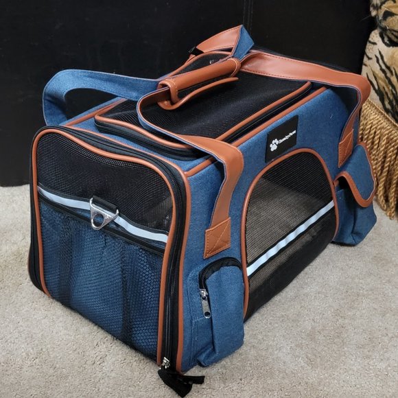 Pet Carrier Dog or Cat Blue w/Extras 18"L x 11"W x 12"H   Bran New! - Picture 4 of 6